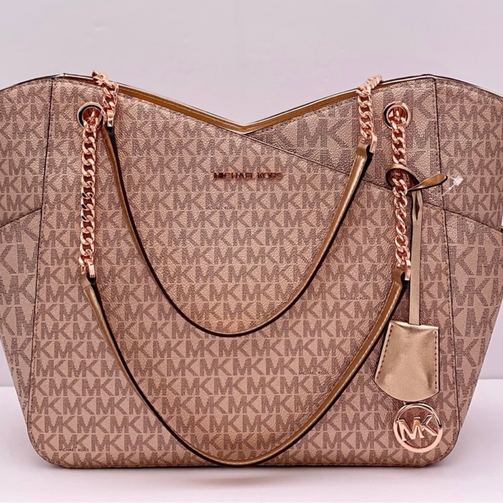 SOLD Michael Kors Jet Set Logo Chain LG Shoulder Bag Pink $458